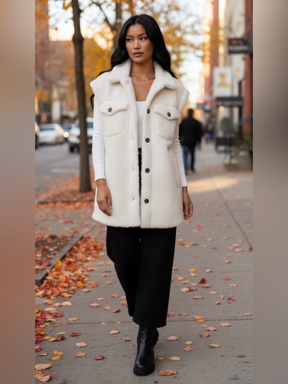 ESQUALO Oversized Faux Fur  Vest